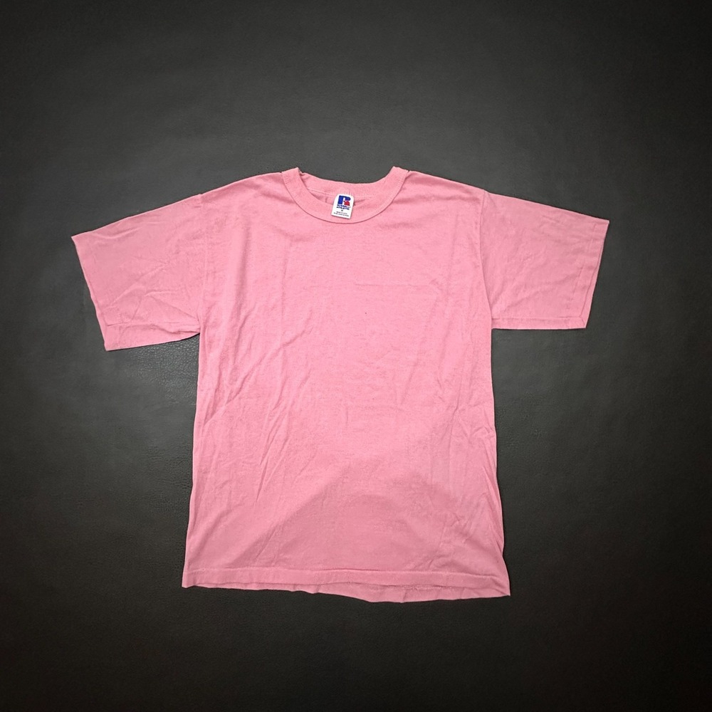 Vintage Russell Athletic T Shirt Mens Medium Pink Single Stitch USA Made Thin